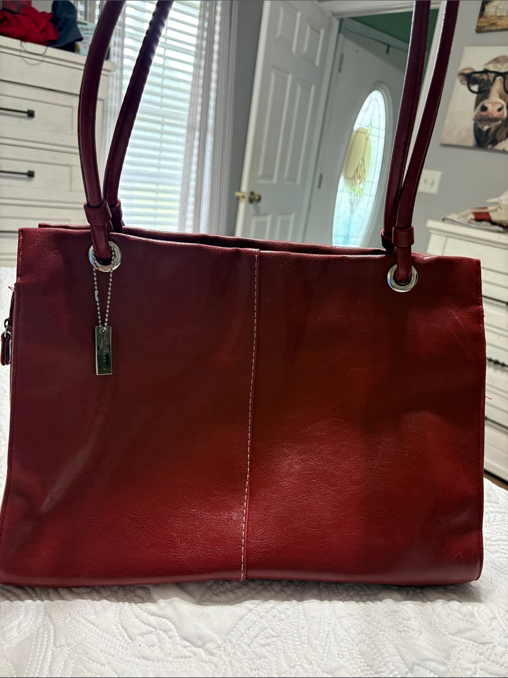 Sag Harbor Red Shoulder Tote Bag